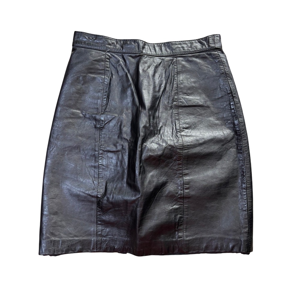 B.B. Dakota Leather Mini Skirt Womens 5/6 Black Excellent Vintage High Waisted